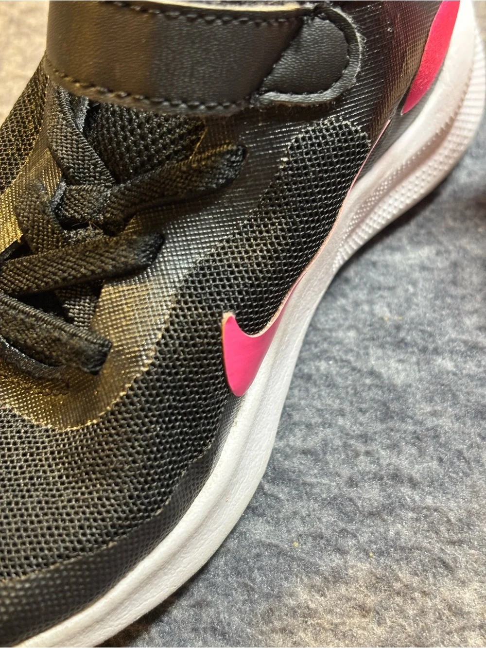 Nike Kids Black and Hot Pink Lightweight Sneakers 9C